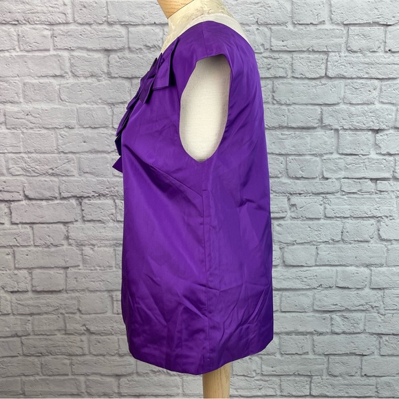 Kate Spade Purple Ruffle Bow Blouse Size M - Picture 4 of 6